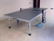 table-tennis table, table, floor, furniture, indoor, tennis, racket, table tennis racket, ping pong, racquet sport, racketlon, wheelchair